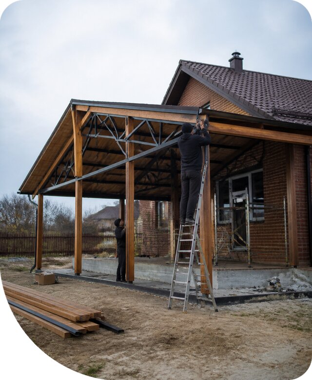 Пристройка навеса к дому и участку в Устях-Лабинске под ключ